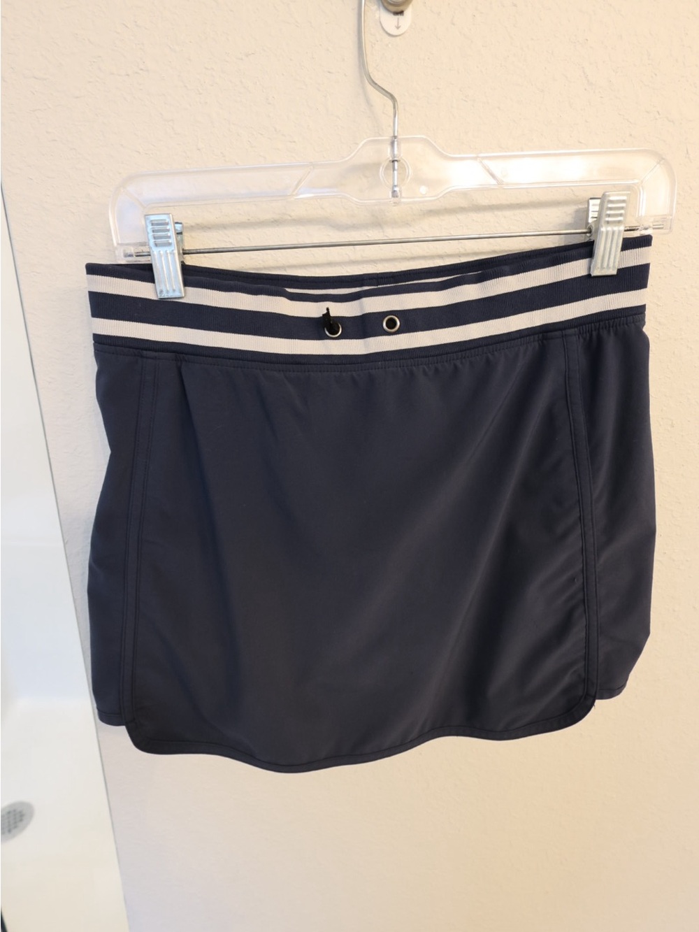 Athleta Navy Skort with White-Trim Striped Waistband